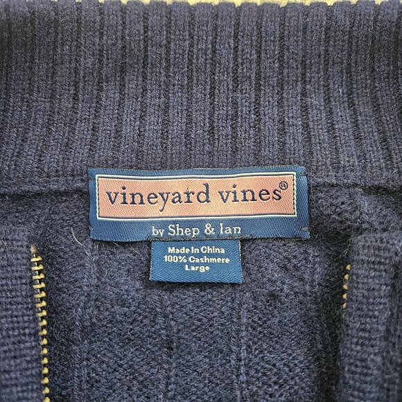 Vineyard Vines Blue Cashmere Cable Knit Sweater - Picture 2 of 7